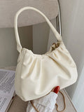 Pleated Top Handle Bag Women's Shoulder Crossbody PU Leather Handbag