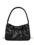 Pleated Top Handle Bag Women's Shoulder Crossbody PU Leather Handbag