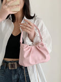 Pleated Top Handle Bag Women's Shoulder Crossbody PU Leather Handbag