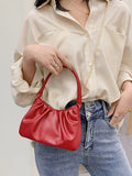 Pleated Top Handle Bag Women's Shoulder Crossbody PU Leather Handbag