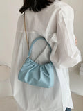 Pleated Top Handle Bag Women's Shoulder Crossbody PU Leather Handbag