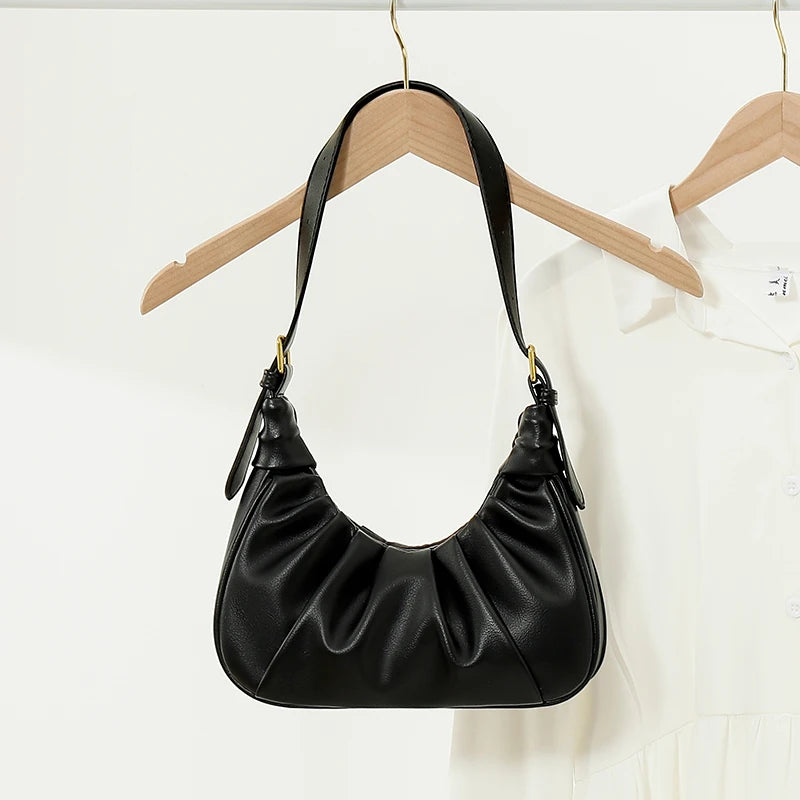 Pleated Women's Bag Soft Leather Shoulder Crossbody Bags Handbags Female