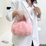Wool Pleated Cloud Shape Girl One Shoulder Crossbody Bag
