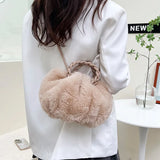 Wool Pleated Cloud Shape Girl One Shoulder Crossbody Bag