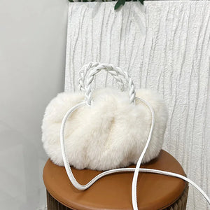 Wool Pleated Cloud Shape Girl One Shoulder Crossbody Bag