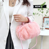Wool Pleated Cloud Shape Girl One Shoulder Crossbody Bag