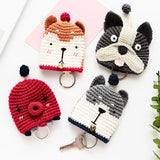 Hand Woven Wool Key Chain Cartoon Dog Key Case