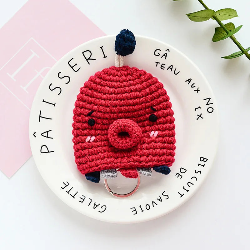 Hand Woven Wool Key Chain Cartoon Dog Key Case