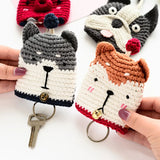 Hand Woven Wool Key Chain Cartoon Dog Key Case