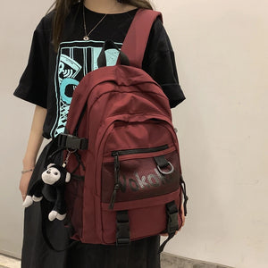 Preppy Red Women Backpack Travel Mesh Female Student College School Bag