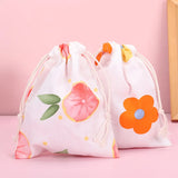Print Cotton Drawstring Bag Small Size Storage Christmas Gift