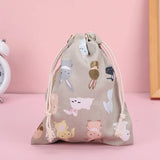 Print Cotton Drawstring Bag Small Size Storage Bag Christmas Gift Candy Jewelry