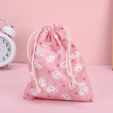 Print Cotton Drawstring Bag Small Size Storage Bag Christmas Gift Candy Jewelry
