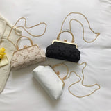 Canvas Crossbody Bag Shell Print Women's Chain Shoulder Bag