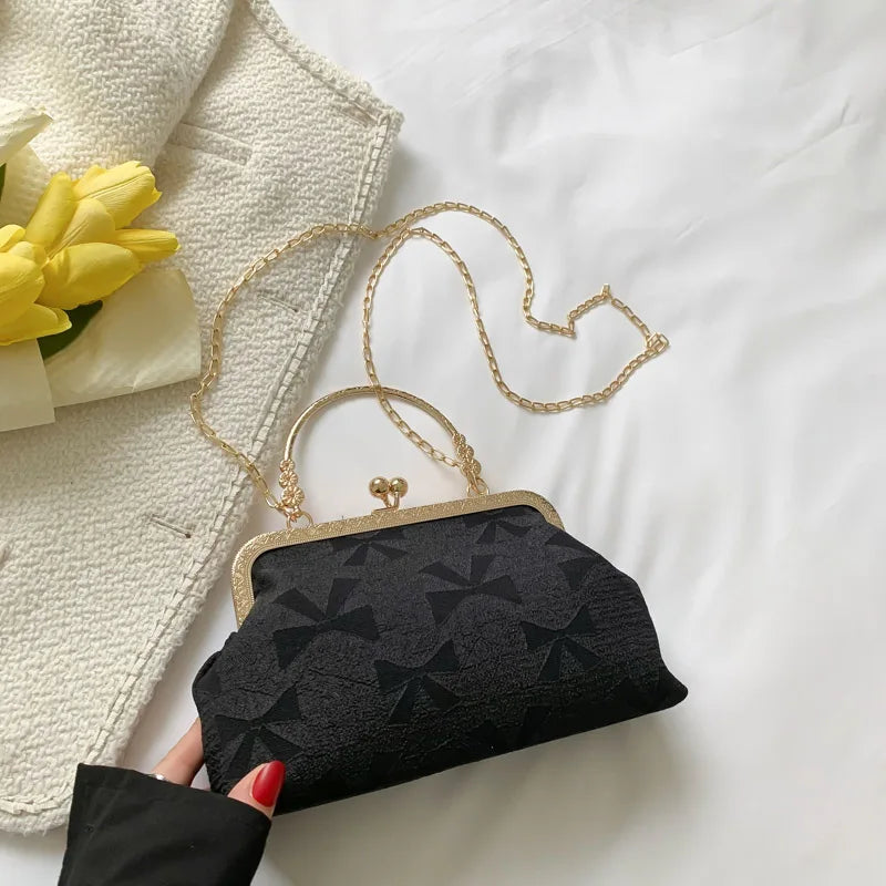 Canvas Crossbody Bag Shell Print Women's Chain Shoulder Bag