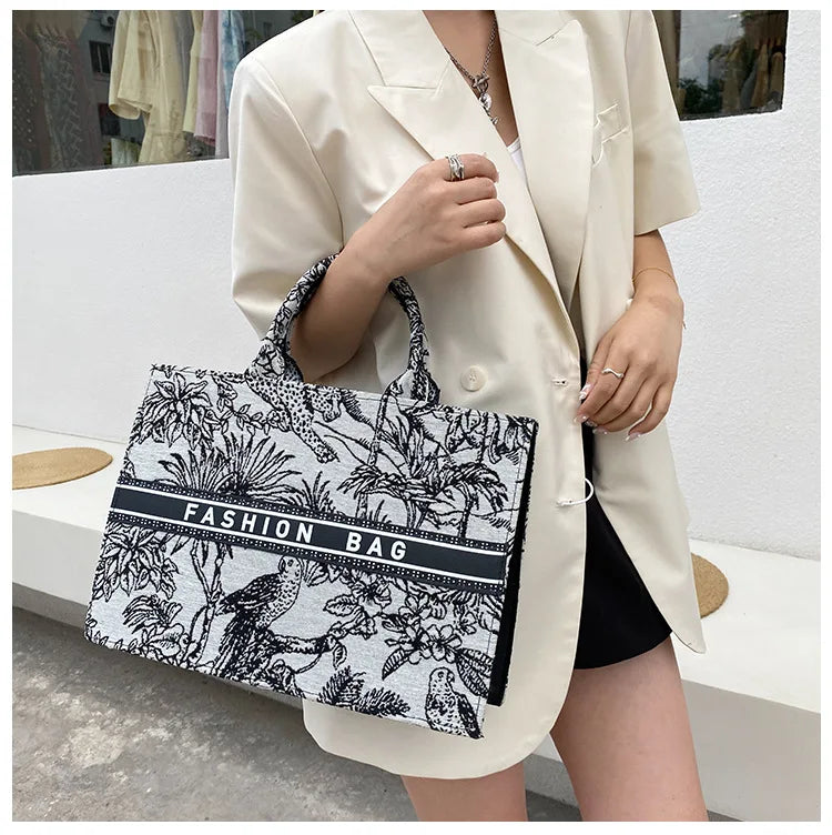 Large Jacquard Shoulder Bag for Women