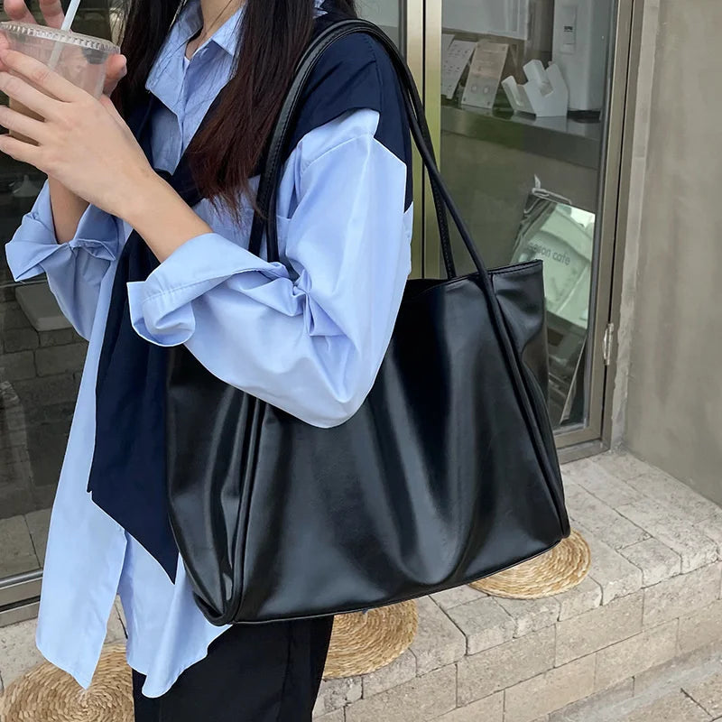 Large Capacity PU Leather Shoulder Tote Bag for Women
