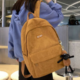 Striped Corduroy Backpack for Teenage Girls, School Bag, Shoulder Bag