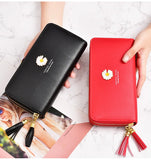 Double Zipper Wallet Clutch Bag Yellow Ladies Wallets