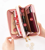 Double Zipper Wallet Clutch Bag Yellow Ladies Wallets