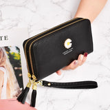 Double Zipper Wallet Clutch Bag Yellow Ladies Wallets
