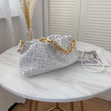 Shoulder Bag High Crossbody Bag With Chain Pleated