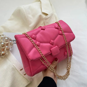 Leather Flap Crossbody Bag Chain Shoulder Bag