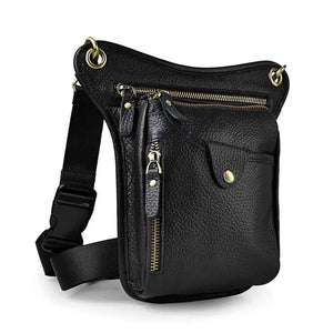 Leather Men Small Messenger Cross Body Bag Travel Fanny Belt Waist Pack