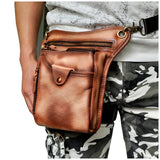 Leather Men Small Messenger Cross Body Bag Travel Fanny Belt Waist Pack