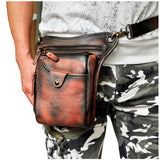 Leather Men Small Messenger Cross Body Bag Travel Fanny Belt Waist Pack