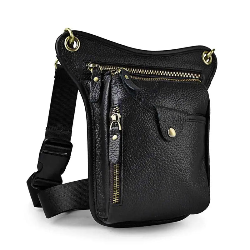 Leather Men Small Messenger Cross Body Bag Travel Fanny Belt Waist Pack