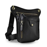 Leather Men Small Messenger Cross Body Bag Travel Fanny Belt Waist Pack