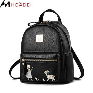 Women Backpack Multi-Pockets PU Leather Shoulder Bag Small Tote Bag