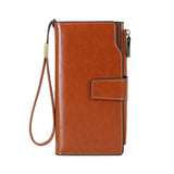 RFID Anti-Theft Unisex Wallet Oil Wax Leather Retro Wallet Large Capacity Clutch