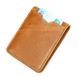 RFID Anti-Theft Small Wallet Retro Cowhide Beauty Clip