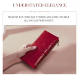 RFID Women Wallet Cowhide Business Long Ladies Wallet Oil Leather Bag