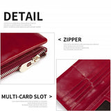 RFID Women Wallet Cowhide Business Long Ladies Wallet Oil Leather Bag