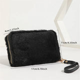 Plush Wallet Rabbit Fur Men Women Long Storage Bag
