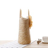 Woven Rattan Handle Bag for Women - Straw Beach Handbag