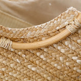 Woven Rattan Handle Bag for Women - Straw Beach Handbag