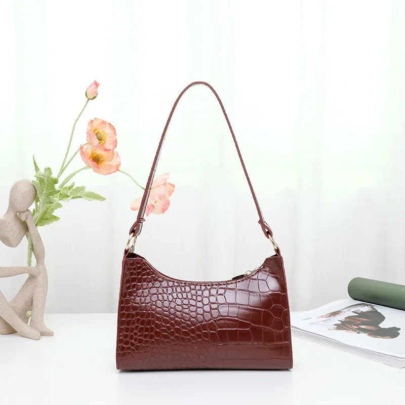 Crocodile Pattern Totes Shoulder Bag PU Leather Handbag for Women
