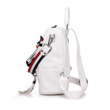 Retro Zipper Leather Backpack with Tassels