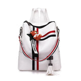 Retro Zipper Leather Backpack with Tassels
