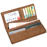 Retro Men Long Wallet Crazy Horse Leather Clutch Wallet