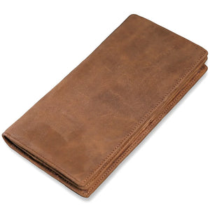 Retro Men Long Wallet Crazy Horse Leather Clutch Wallet