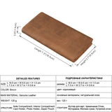Retro Men Long Wallet Crazy Horse Leather Clutch Wallet