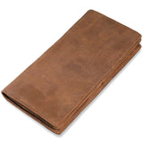 Retro Men Long Wallet Crazy Horse Leather Clutch Wallet