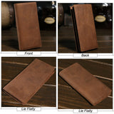 Retro Men Long Wallet Crazy Horse Leather Clutch Wallet