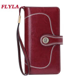 Vintage Oil Wax Leather Women's Wallet Long RFID Clutch