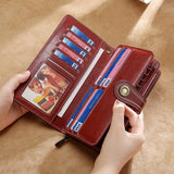 Vintage Oil Wax Leather Women's Wallet Long RFID Clutch